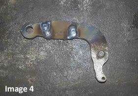 Handbrake lever with insert welded in place